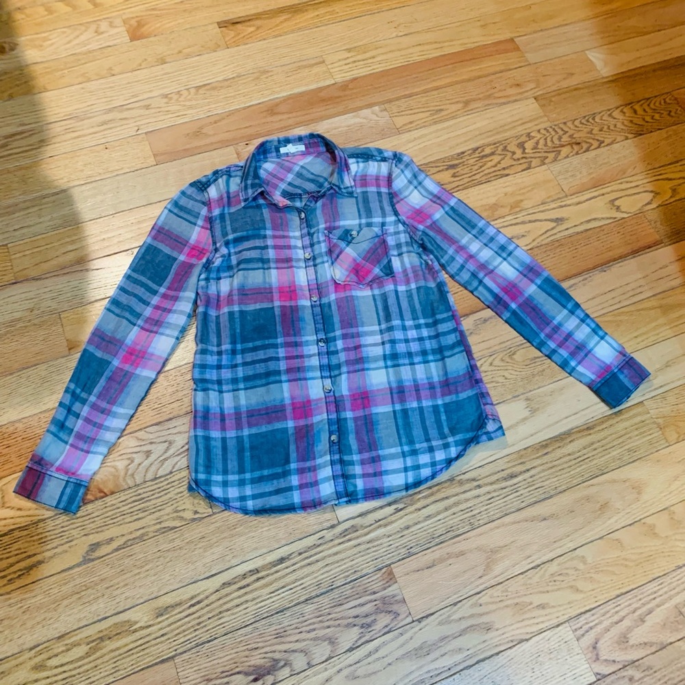 Maurices Plaid Shirt in Pink and Gray
